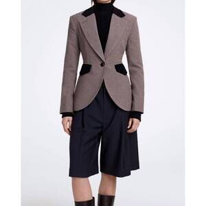 NEW SMYTHE blocked seamed blazer in greige/black